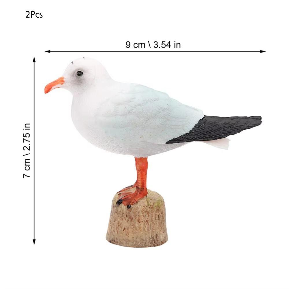 2 Pcs Unique Red-billed Gull Model Miniature Simulation Seagull Sculpture  Table