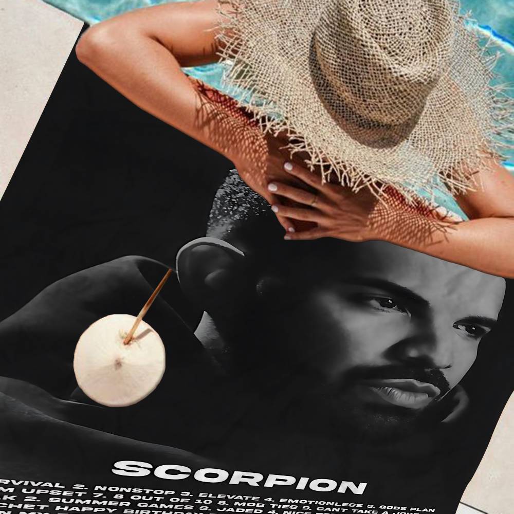 Coperta in Microfibra Bianca Nera Drake Asciugatura Rapida Asciugamani da Spiaggia Stampa Oversize Super Assorbente Coperta Asciugamano da Piscina