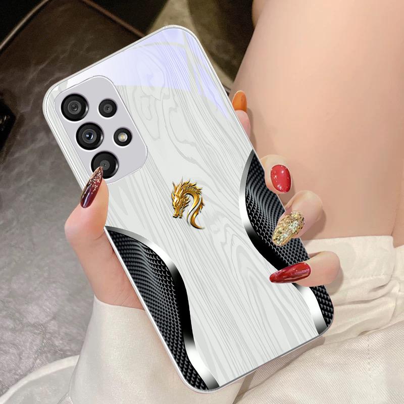 Gehärtetes Glas Handyhülle Für Samsung Galaxy S10 4G S20 11E 30 S21 21Fe 22 Pro S23 Ultra 5G S8 S9 Plus Holzmaserung Drache