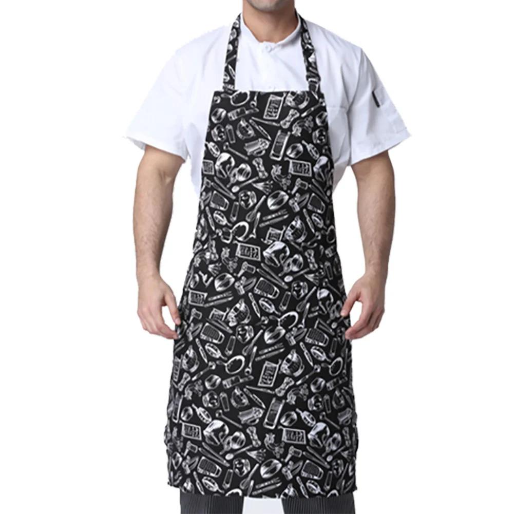 Adjustable Half-length Adult Apron Striped Restaurant Chef Apron Outdoor Camping BBQ Picnic Kitchen Cook Apron With 2 Pockets