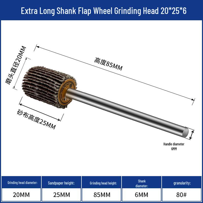 Cone Type Sandpaper Flap Wheel with Extended Shank for Metal and Woodworking