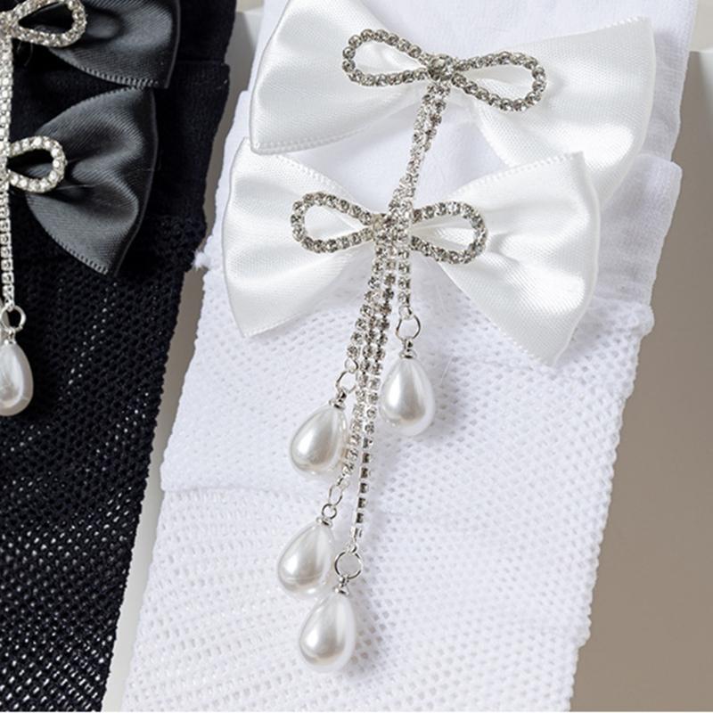 Pack of 1 Pair Girls Breathable Mesh Knee Length Socks Bowknot Accent Socks Stretchy Comfort for 3-10Y Kids