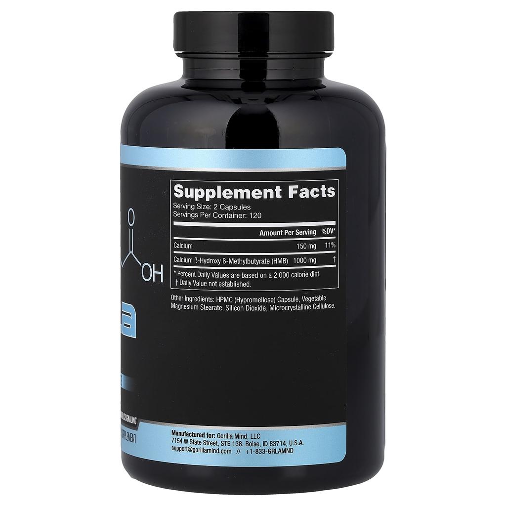 Gorilla Mind, HMB, 240 Capsules (500mg Per Capsule)