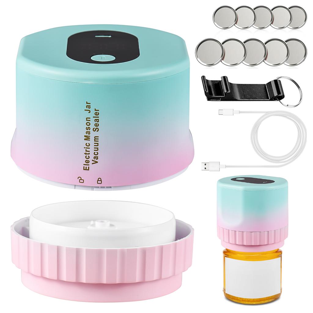 Electric Mason Jar Vacuum Sealing Machine Kit for Wide and Regular Mouth Jar LED Display Kitchen