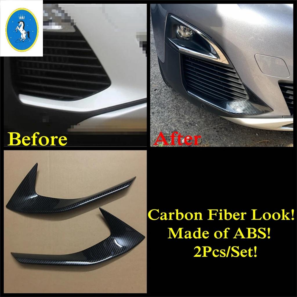 Car Front Head Fog Lights Lamp Eyebrow Cover Trim For Peugeot 3008 3008GT 2017 - ABS Chrome / Carbon Fiber Look Accessories
