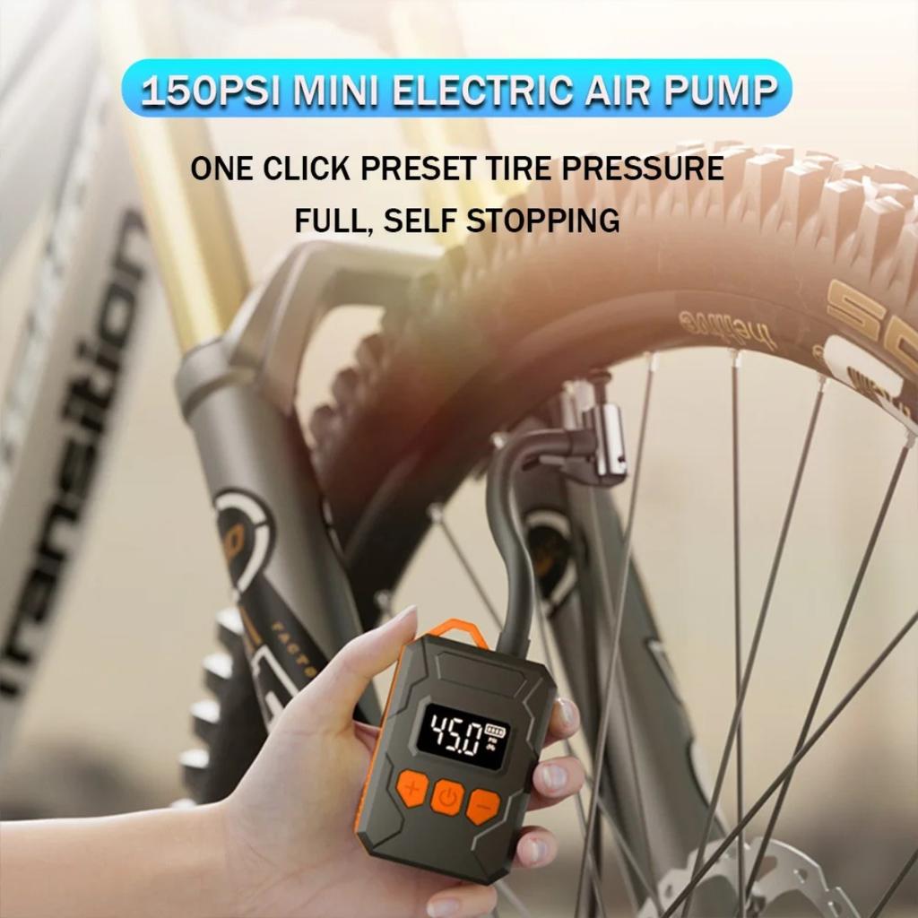 150PSI Elektrikli Hava Pompası Taşınabilir Bisiklet Kablosuz Şişirme Presta Schrader Vana Bisiklet Pompası Açık Yol MTB Bisiklet Erişimi