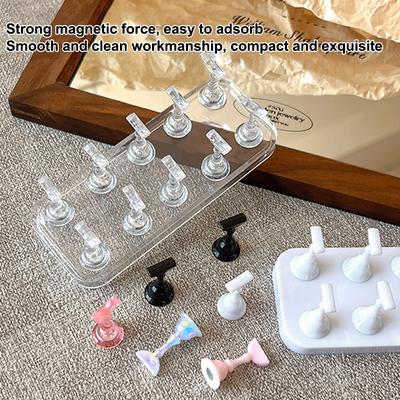 Suporte para Prática de Nail Art Acrílico Dupla Fila Conjunto Base Suporte Metálico Magnético Ferramenta de Manicure Acessórios para Unhas Salão