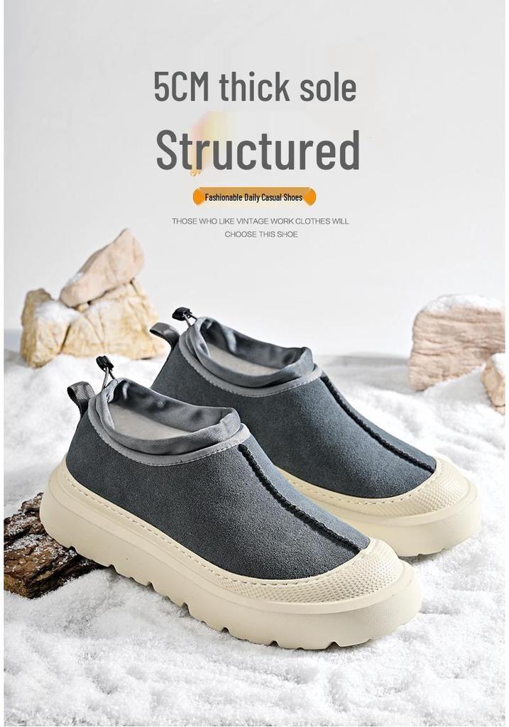 Unisex Winter Couple Snow Boots: Fashionable Thick Sole Lace-Up Casual Shoes with Plus Velvet for Women