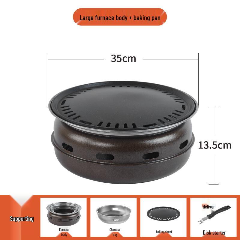 Portable Smokeless Korean BBQ & Tea Boiling Charcoal Grill for Home and Outdoors
