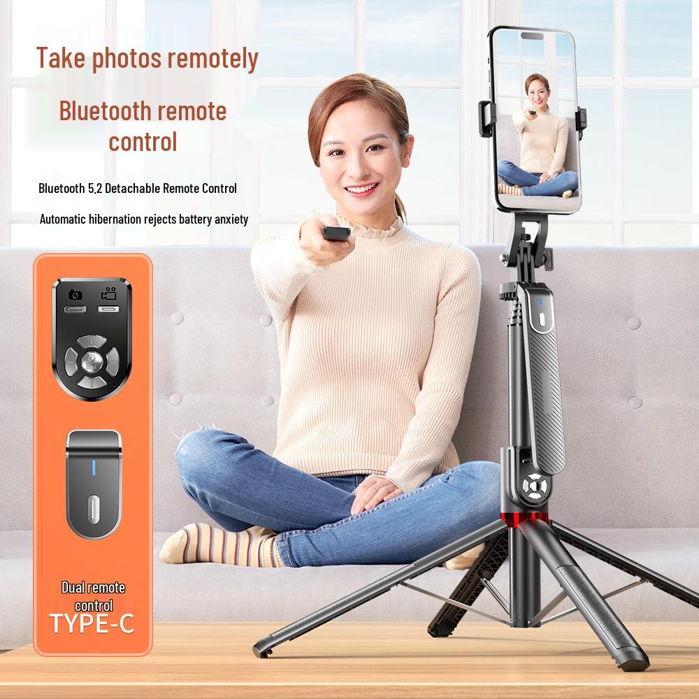 Multifunctional Bluetooth Selfie Stick: Four-Leg Stand with Remote, Wide-Angle Rotating Ball Head