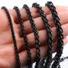 Stainless Steel Long Necklace Link Wheat Chain for Men Women Black Plated Choker On the Neck Collar DIY Jewelry Accessories