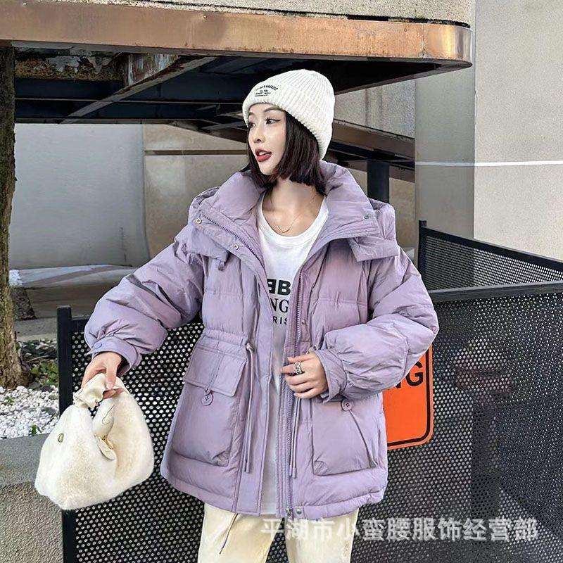 Womens Mid-Length Puffer Jacket Thick Warm Down Coat Slim Fit With Pockets Winter
