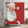 Christmas Shower Curtain Funny Santa Claus Shower Curtain Retro Xmas Holiday Washable Bathroom Decor Bath Curtain With Hooks