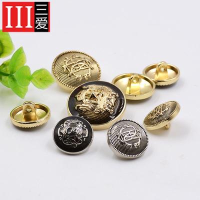 Tre Amori, Metallo Oro Rilievo Retro Bottoni per Abito, Bottoni per Cappotto Trench, Bottoni per Cappotto