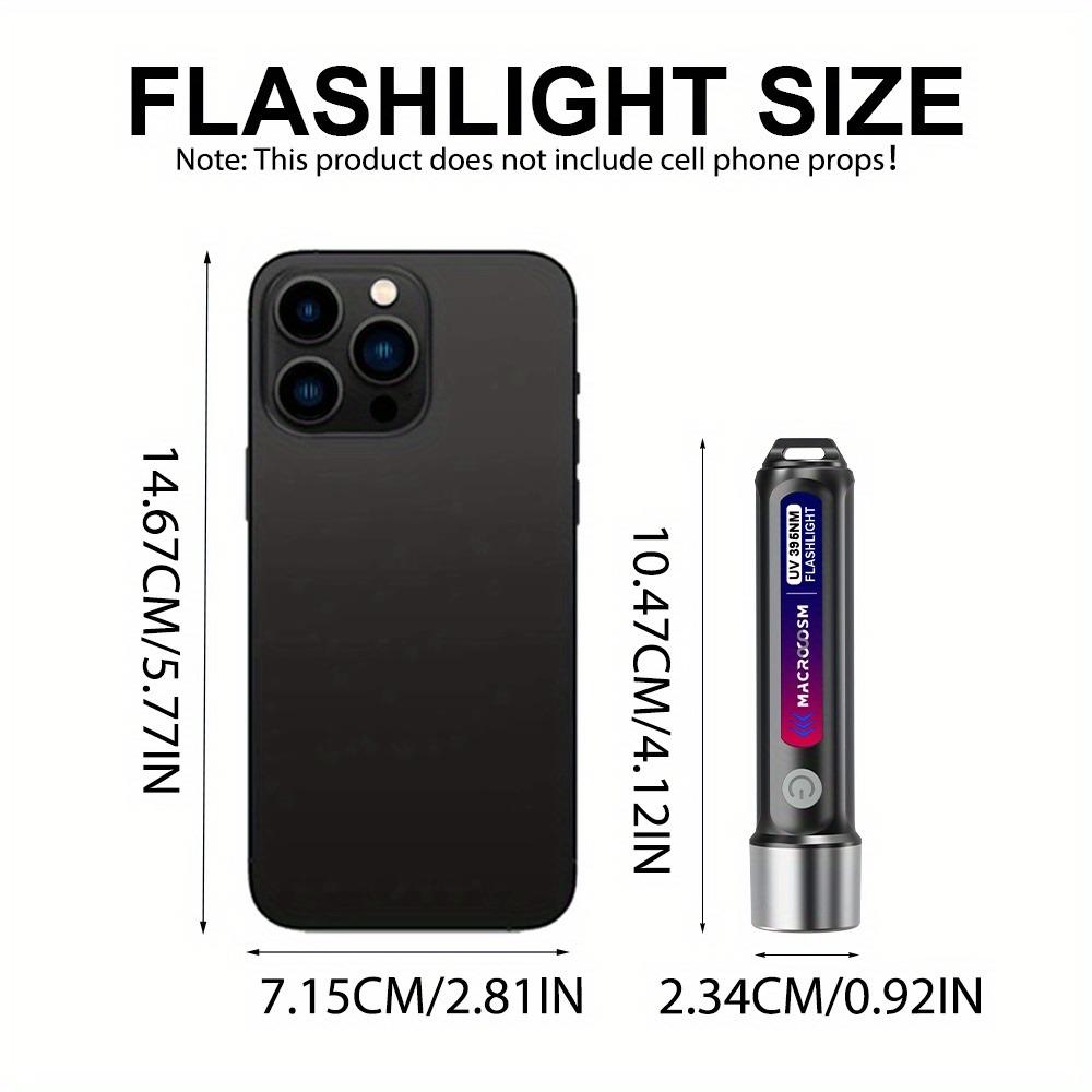 395nm UV LED Flashlight, USB Charging Black Light, Multi-use Detector for Urine, Scorpion, Resin, Nail, Camping & Fishing