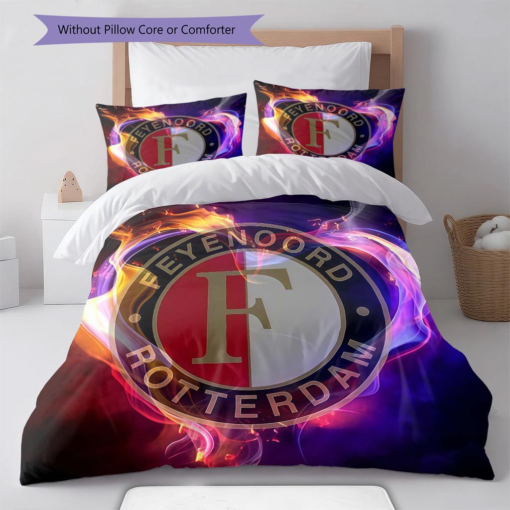 Feyenoord logo Pattern Bedding Quilt Set Quilt Cover Pillowcase Home Decoration Birthday Gift (1 * duvet cover + 2 * pillowcase, without core)