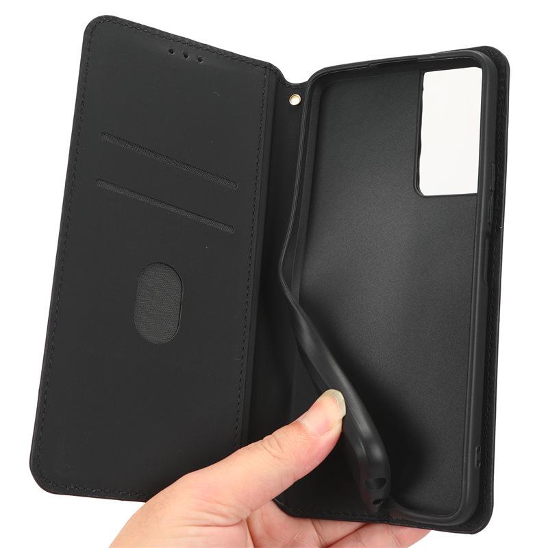 TCL 40SE Leather Phone Case: Magnetic 3D Texture, Card Slot, Stand Function, Wallet Style