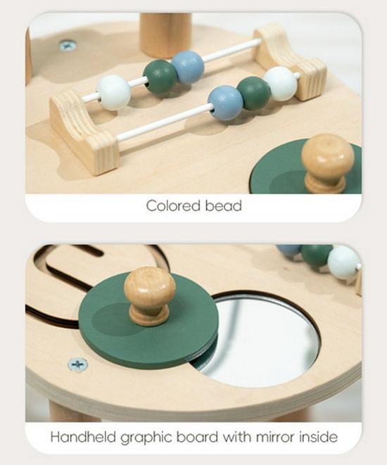 Montessori Wooden Bead Maze & Busy Board Toy for Ages 0-3