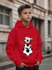 Felpa con cappuccio da bambino per Natale, sport, calcio, pupazzo di neve, Autunno/Inverno Calda in pile Morbida Felpa con cappuccio larga per le feste
