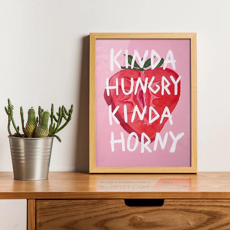 Poster Divertente con Citazioni sulla Frutta Un Po' Affamato Mangiami Povero Te Citazioni Sexy Pitture su Tela e Stampe per Soggiorno Decorazione Casa