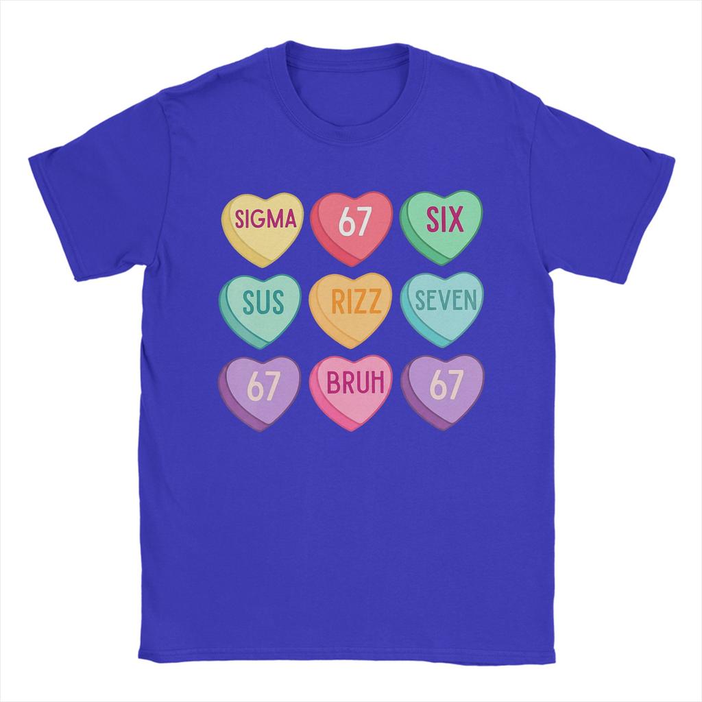 Valentines Day 67 Meme six Seven Heart Pure Cotton TShirt For Unisex Streetwear TShirts Crew Tee Shirt Big Size Pattern Tops