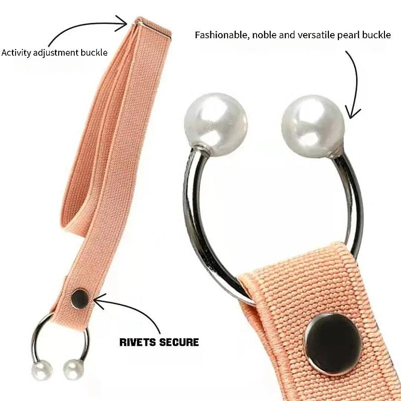 New 1.5CM Width High Heels Shoelaces Women Elastic Laces Heel Shoes Belt U-shaped Pearl Buckle No Tie Shoelace Shoe Accessories