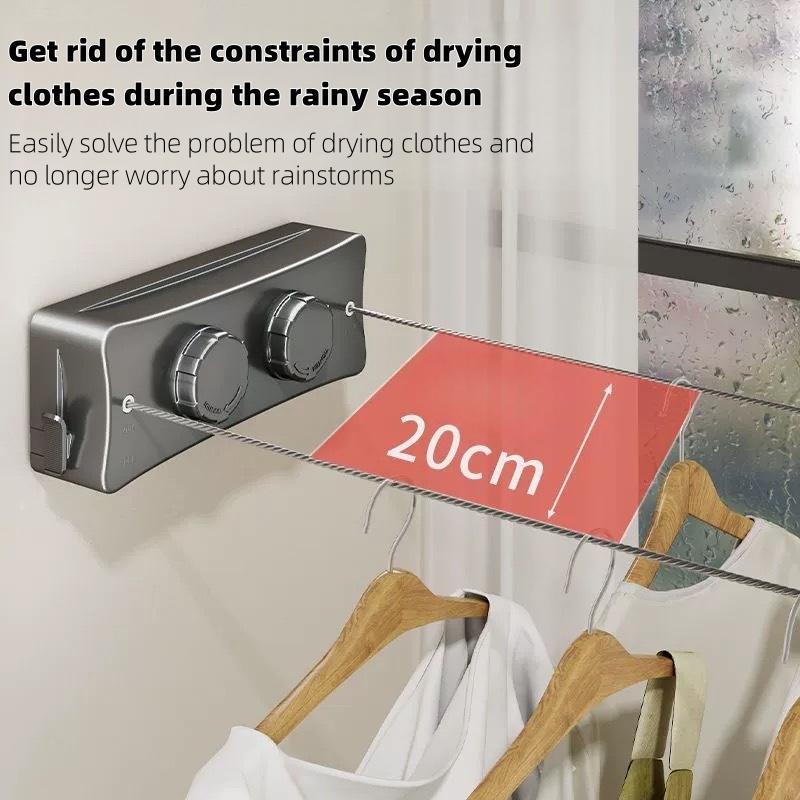 New 5.1 Meters Retractable Clothesline Dryer Indoor/Outdoor Bathroom Drying Rack Clothes Rack Laundry Drying Hanger Double Layer