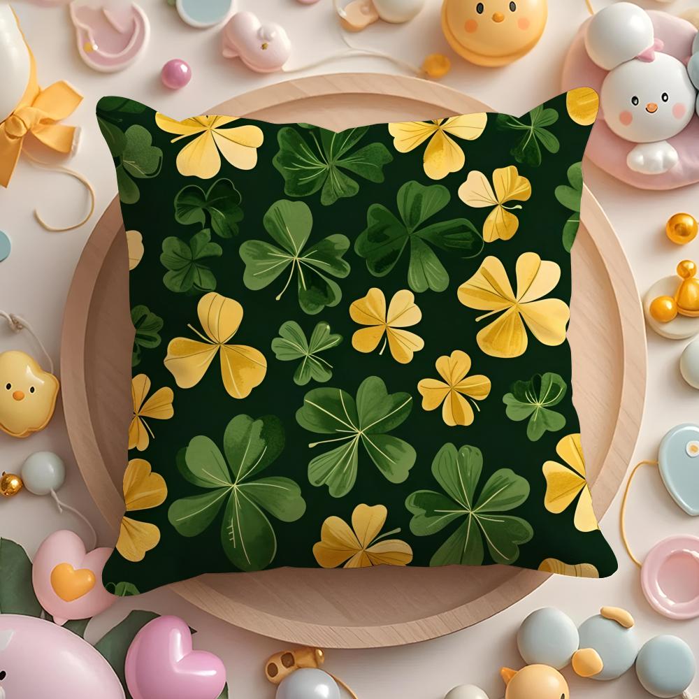 

Green StPatricks Day Cushion Cover Short Plush DoubleSided Printing Home Machine Washable in Warm Winter Pillow Case 30x30cm