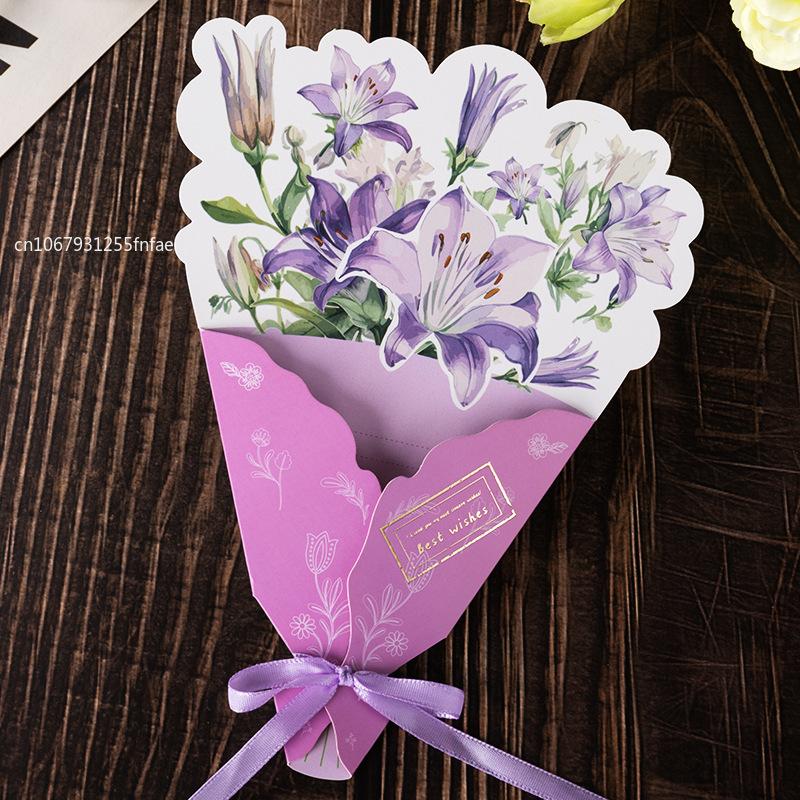 

1PCS Carnation Creative Floral Postcard - Exquisite Greeting Card for Birthday Teacher Day Gifts Beautiful Thanks Flowers