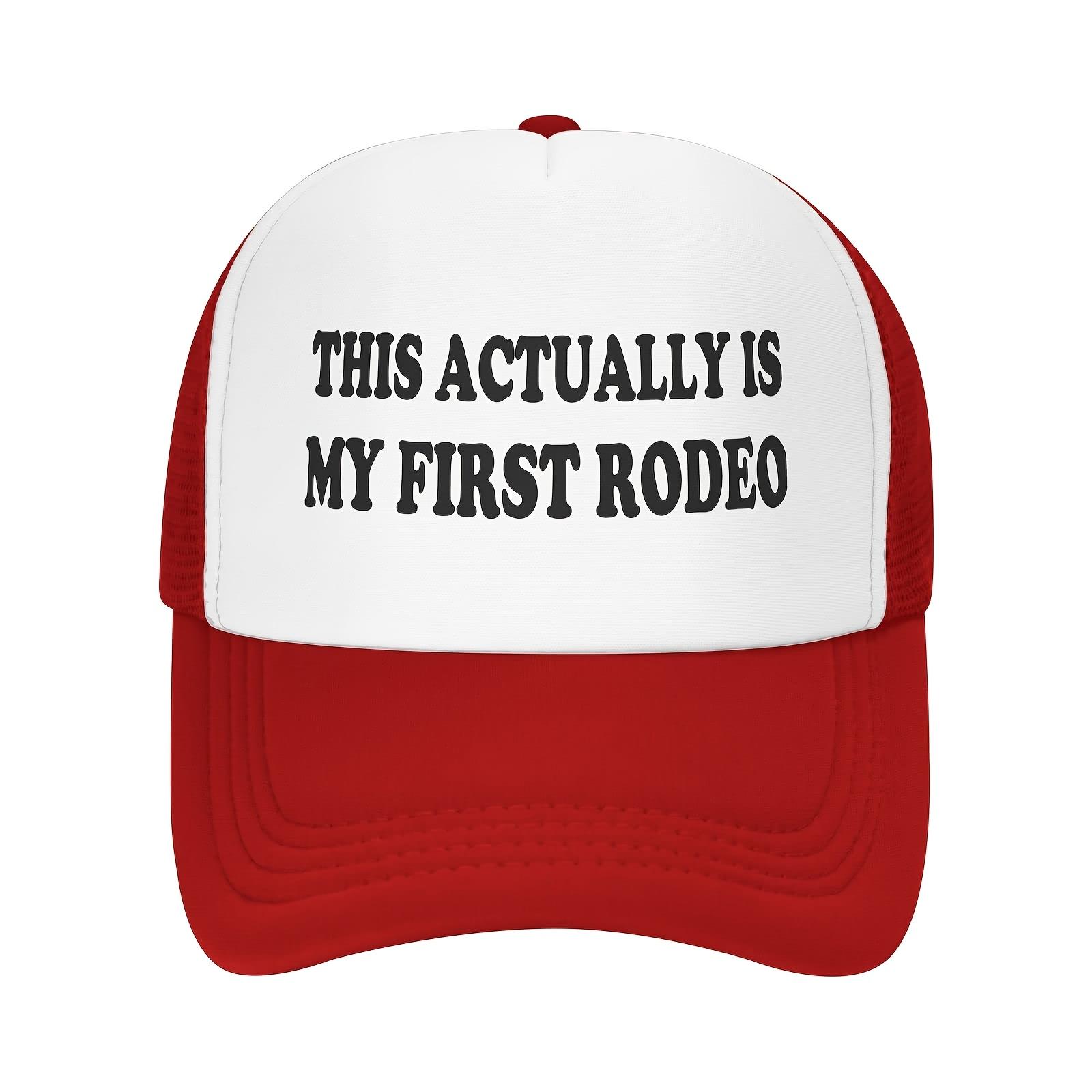 This Actually Is My First Rodeo Trucker Hat Funny Mesh Back Baseball Cap Adjustable for Men Women One Size