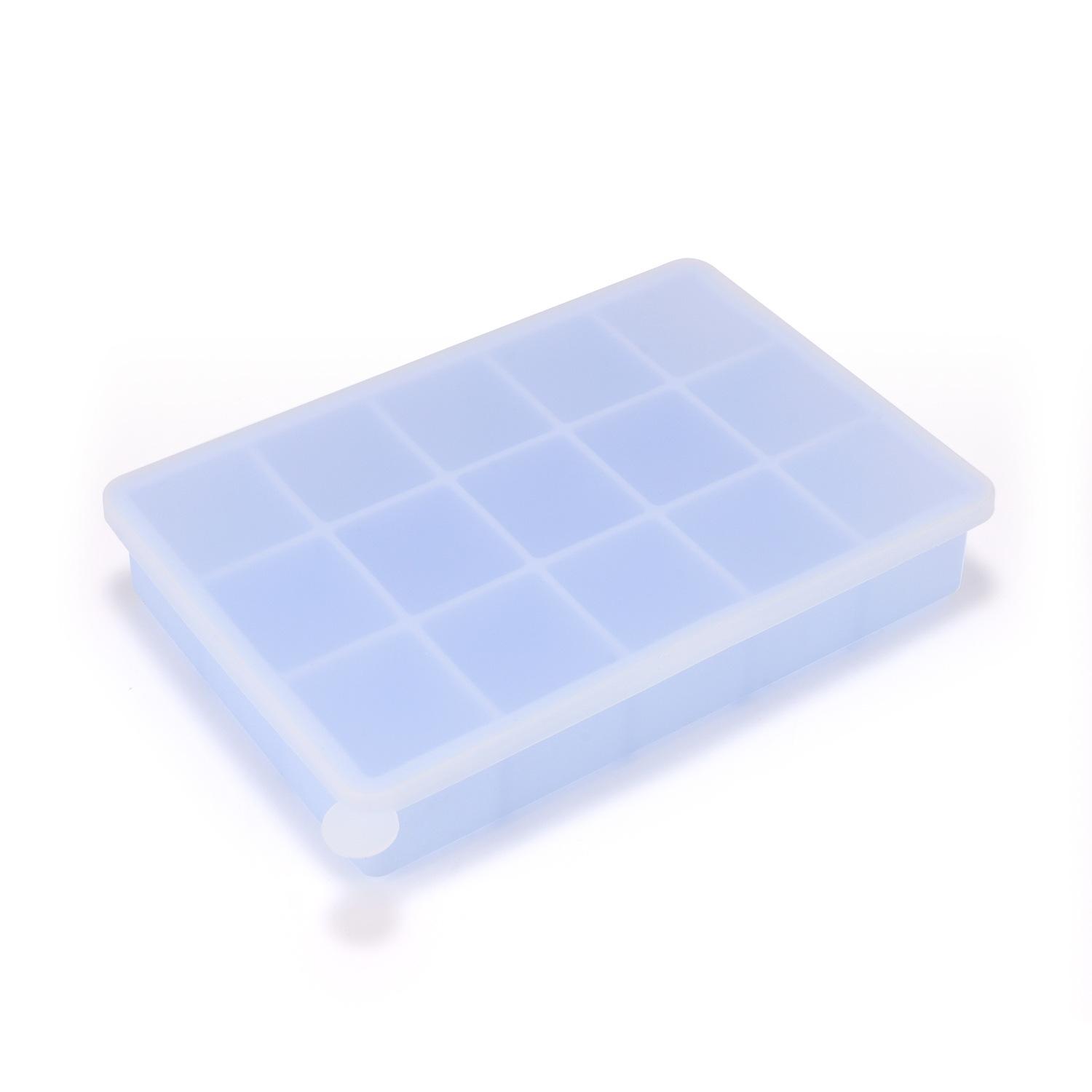 Silicone ice grid ice box commercial household ice cube mold with cover large ice grid silicone food grade ice grid mold 24-compartment silicone ice cube tray небесно-голубой
