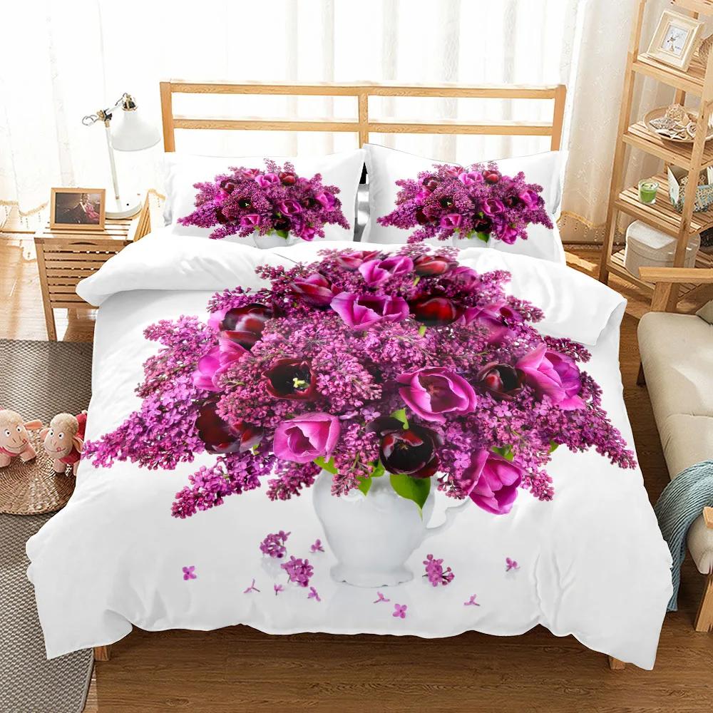 Big Rose In The Bloom Bedding Set King Queen Twin Single Size Duvet Cover Pillow Cases Duvetcover Sets With Pillowcase 3 Pcs