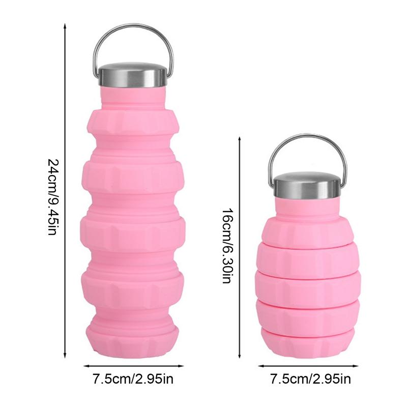 

Портативная силиконовая выдвижная бутылка для воды в форме гранаты 500 мл, складная спортивная бутылка для воды, складная многоразовая кружка для питья, дорожная 0.5L