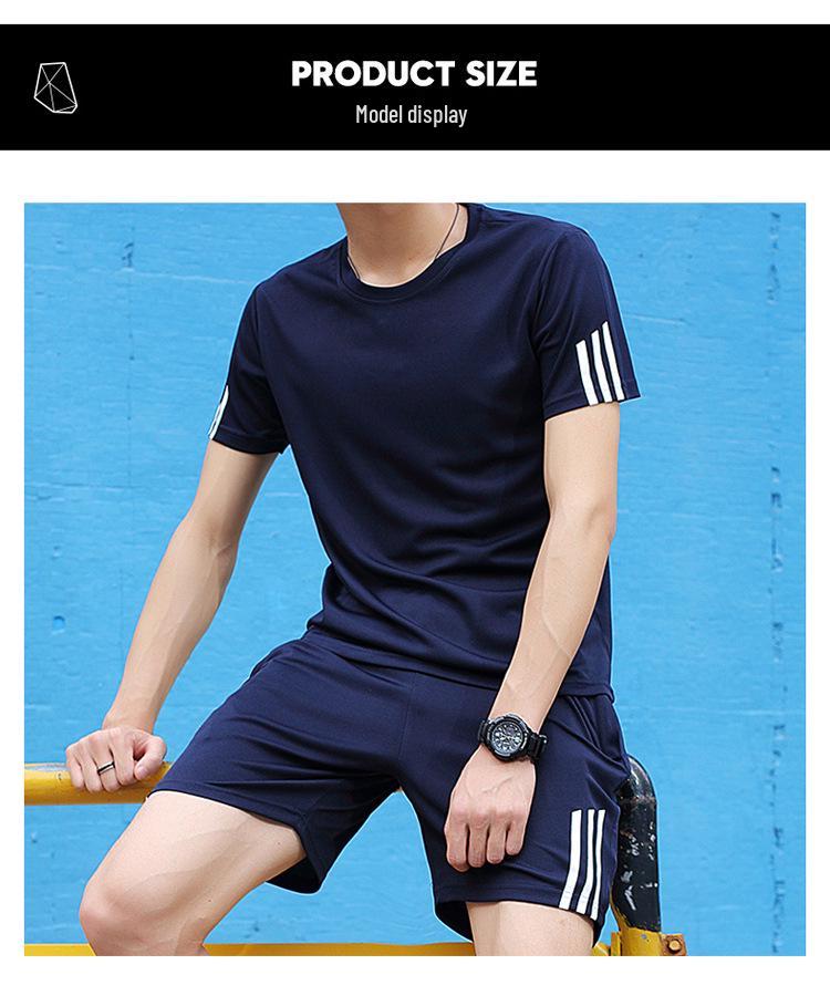 Men's Plus Size Summer Sports Suit: Crew Neck Quick-Dry T-Shirt & Shorts for Running Fitness