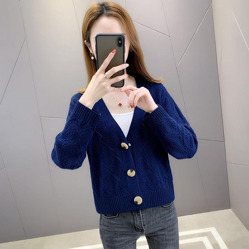 Women's short sweater jacket women's spring and autumn new loose autumn small knitted cardigan women