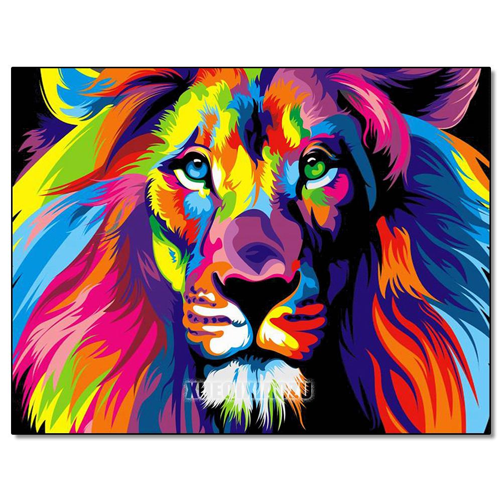 Peinture au Diamant 5D DIY Animaux Lion Chat Tigre Kit de Point de Croix Broderie Diamant Ronde Complète Mosaïque Artistique Image de Strass