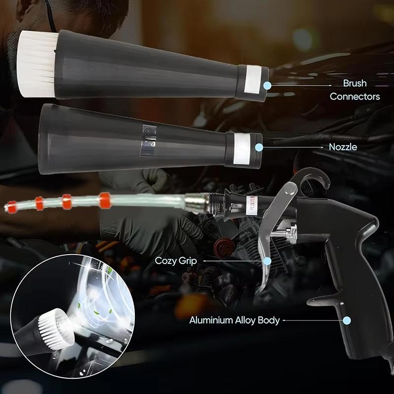 2 In 1 Dual Nozzle Tornado Dust Blowing Gun Professional Tornador Dry Cleaning Tool Auto Interior Exterior Detailing Gun