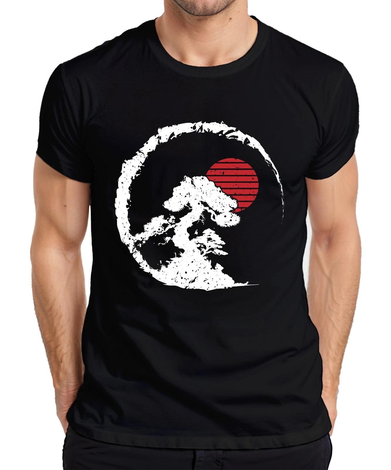 Bonsai Baum Zen Japan Enso Kreis Rote Sonne Vintage Retro Grunge Herren T-Shirt S