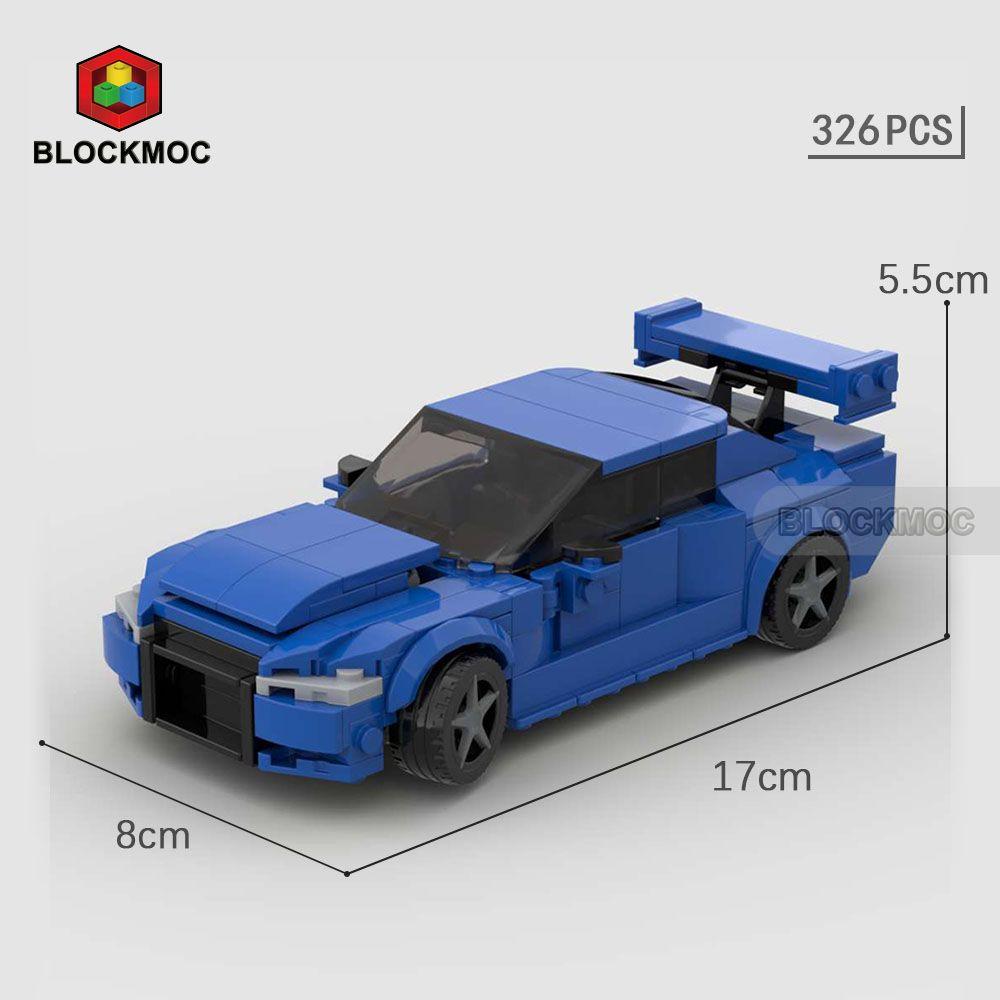 MOC Blocks JDM Fasted Furious Skylinec Gtr R34 S14 350Z R32 GT-R 240z Initial D Racing Sports Car Speed Racer Blocks Toys Boys
