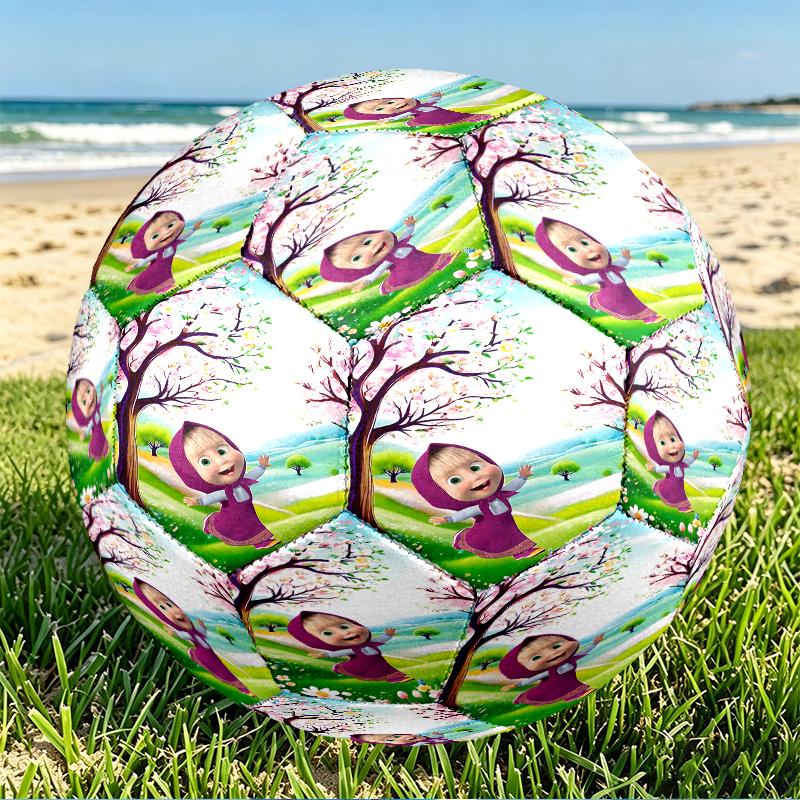 Pallone da Calcio Masha e Orso Stampa Taglia 5, Pallone da Calcio in PU Resistente all'Usura per Partite, Allenamenti e Pratica Quotidiana, Regalo di Compleanno per Appassionati di Calcio