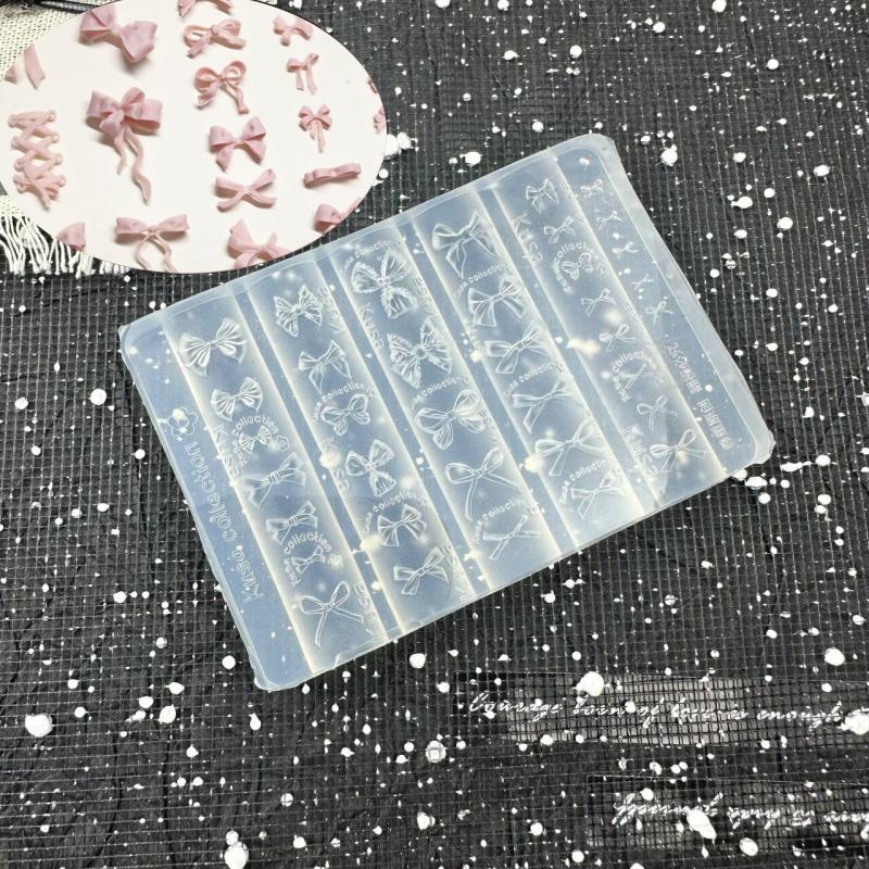 3D Silicone Mold Nail Art Decorations Diy Bowknot Carving Templates Mold For Nails Jewelry Crafts Transparent Nails Mold
