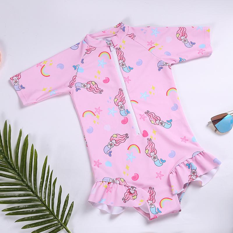 2026 Sun-Protection One-Piece Swimsuit for Girls - Cute Summer Beachwear for Toddlers