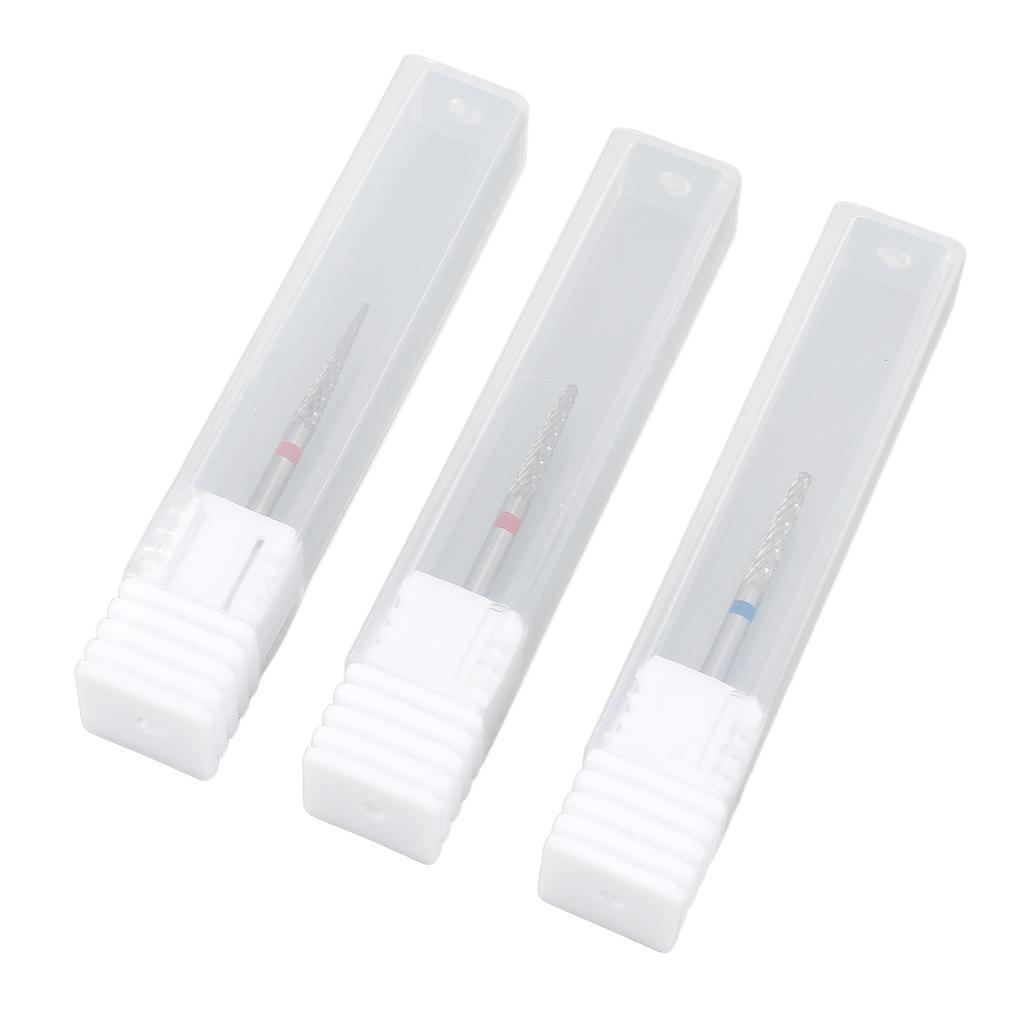 3pcs Nail Tungsten Steel Drill Bits Set Manicure Grinding Heads 2 In 1 Dual Head Nail Drill Bits for Home Nail Salon