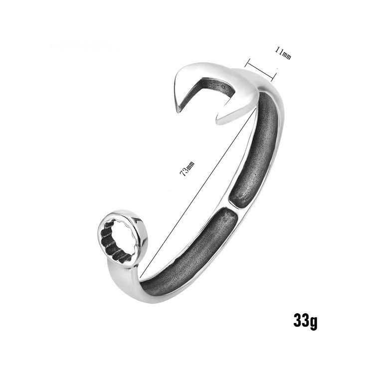 Cool 7" Mens Motorcycle Biker Punk Wrench Cuff Bangle Bracelet Stainless Steel