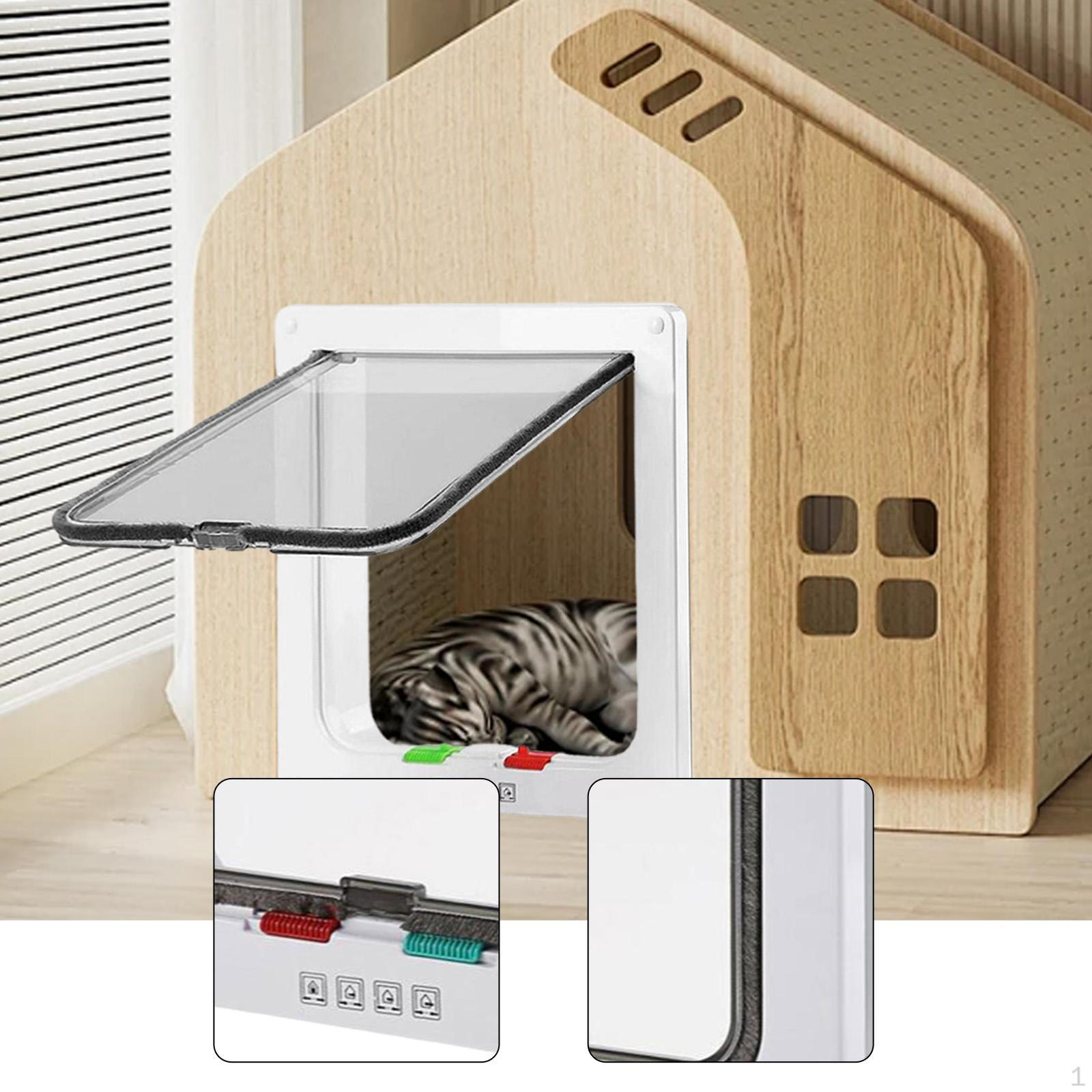 

Дверь для кошки для собаки Прозрачный клапан Легкая установка Всепогодная 4-сторонняя блокировка Товары для питомцев для интерьера S