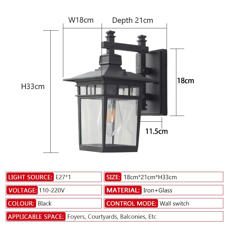 

LED outdoor waterproof wall lamp iron painted garden balcony corridor wall lamp minimalist decorative wall lamp AC110-220V
