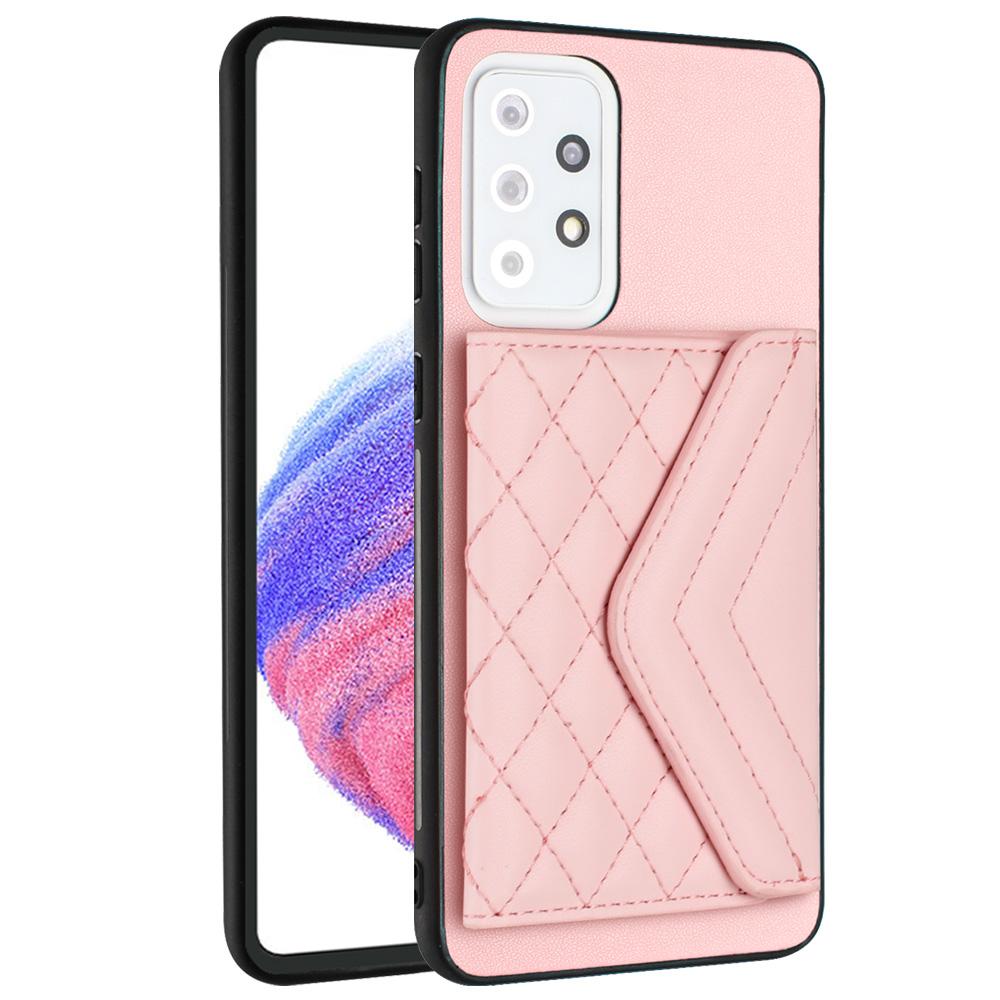 

YB Leather Coating Series-8 For Samsung Galaxy A33 5G Case Anti-shock Leather+TPU Phone Cover with Card Bag Pink