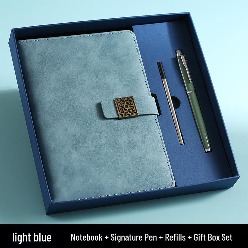 Custom Logo A5 Faux Leather Notebook Gift Set: Business Diary & Meeting Planner