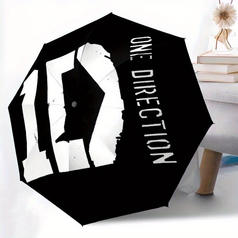 Parapluie Pliant Automatique Mignon Coupe-Vent One Direction avec Cadre Robuste en Fer, Parapluie de Voyage Compact Portable Utilisation Toutes Saisons Fêtes 0807058