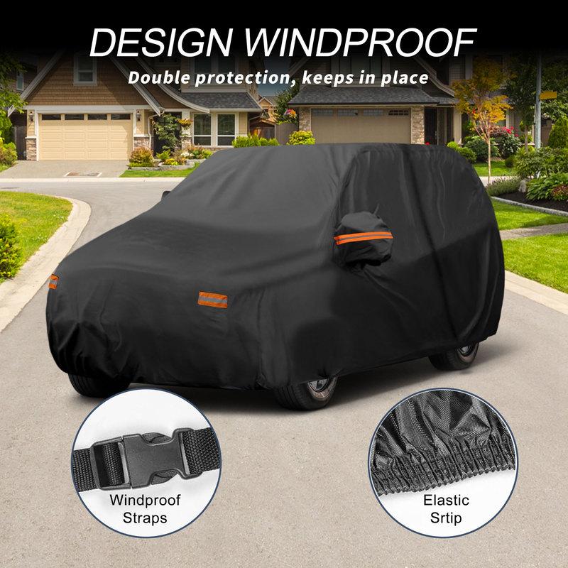 Motoforti Car Cover Outdoor Waterproof Sun Rain Hail Protection with Left Side Door Zipper 210D-PU for Lincoln Aviator
